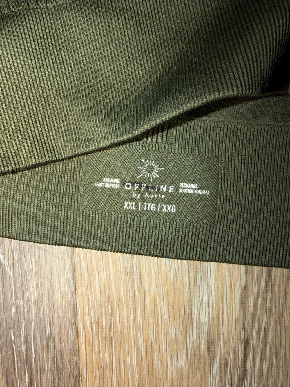 NWOT OFFLINE by Aerie Women’s Ribbed Olive Green Seamless Sports Bra